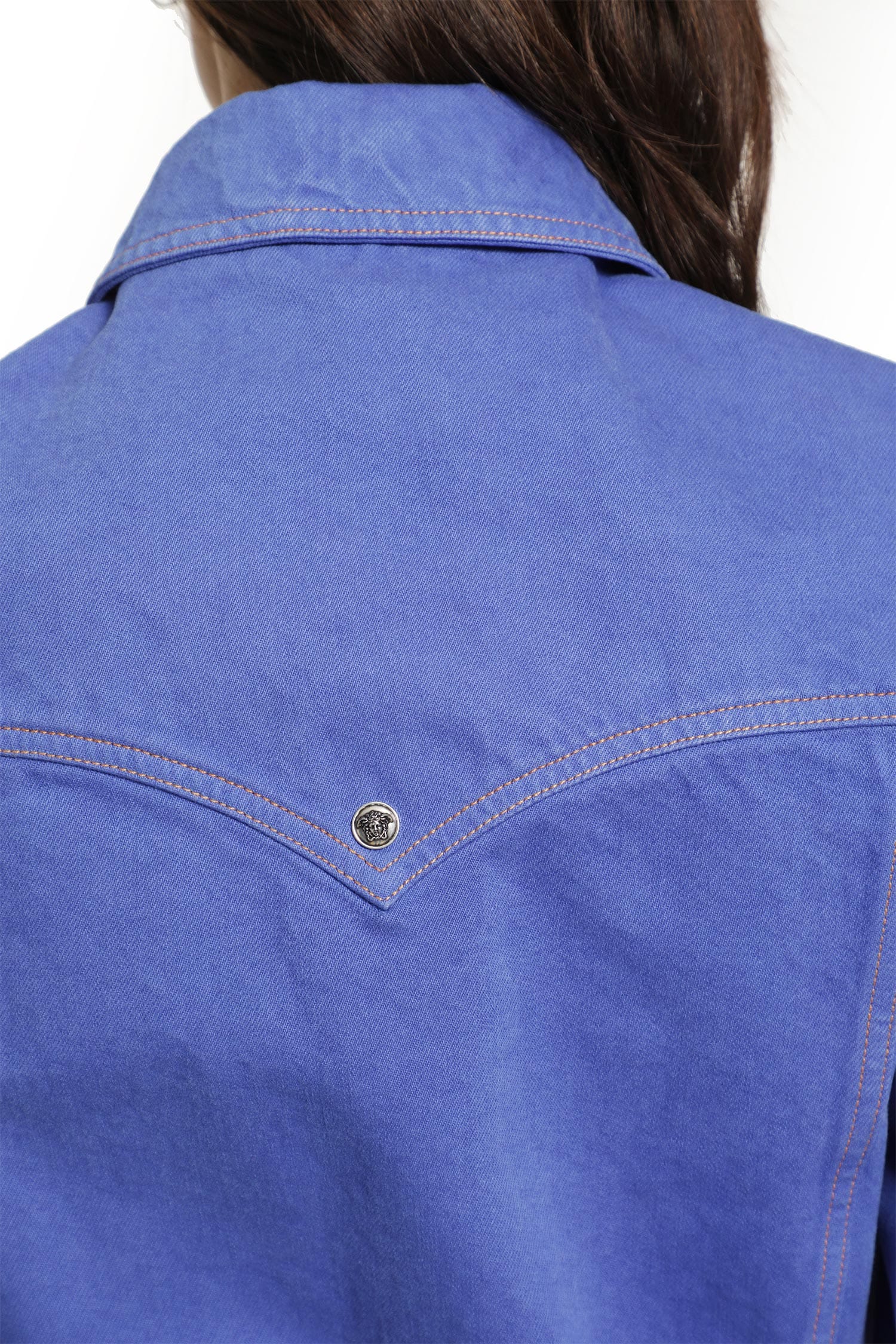 VERSACE WOMAN BLUE JACKETS