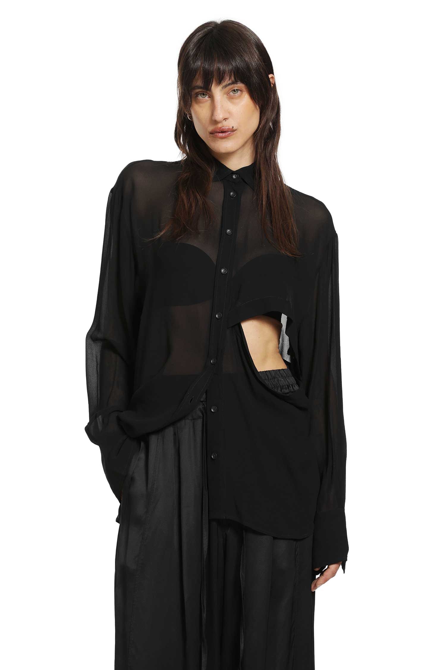 ANDREA YA AQOV Cut-Out Shirt in Georgette Viscose