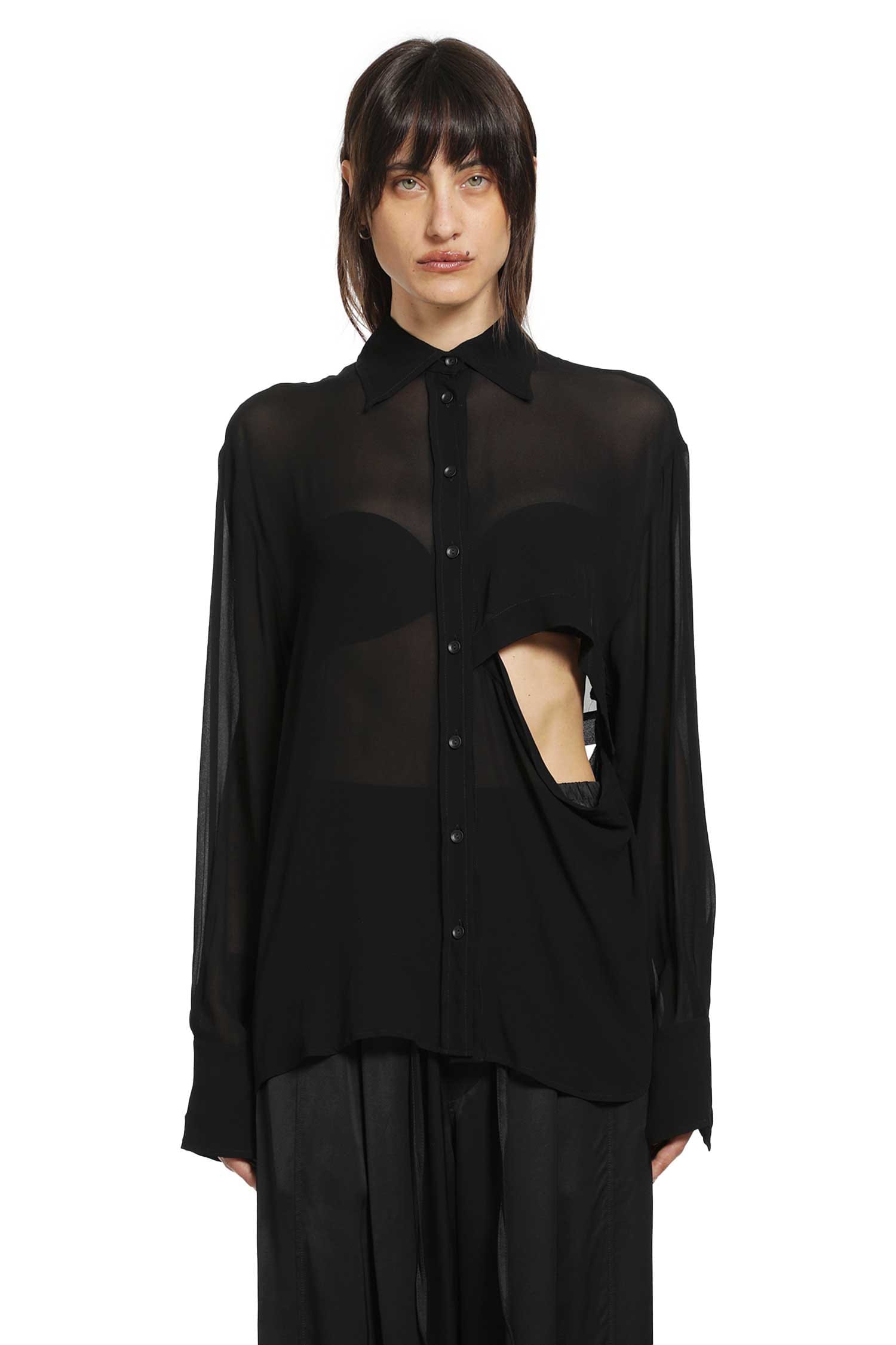 ANDREA YA AQOV Cut-Out Shirt in Georgette Viscose