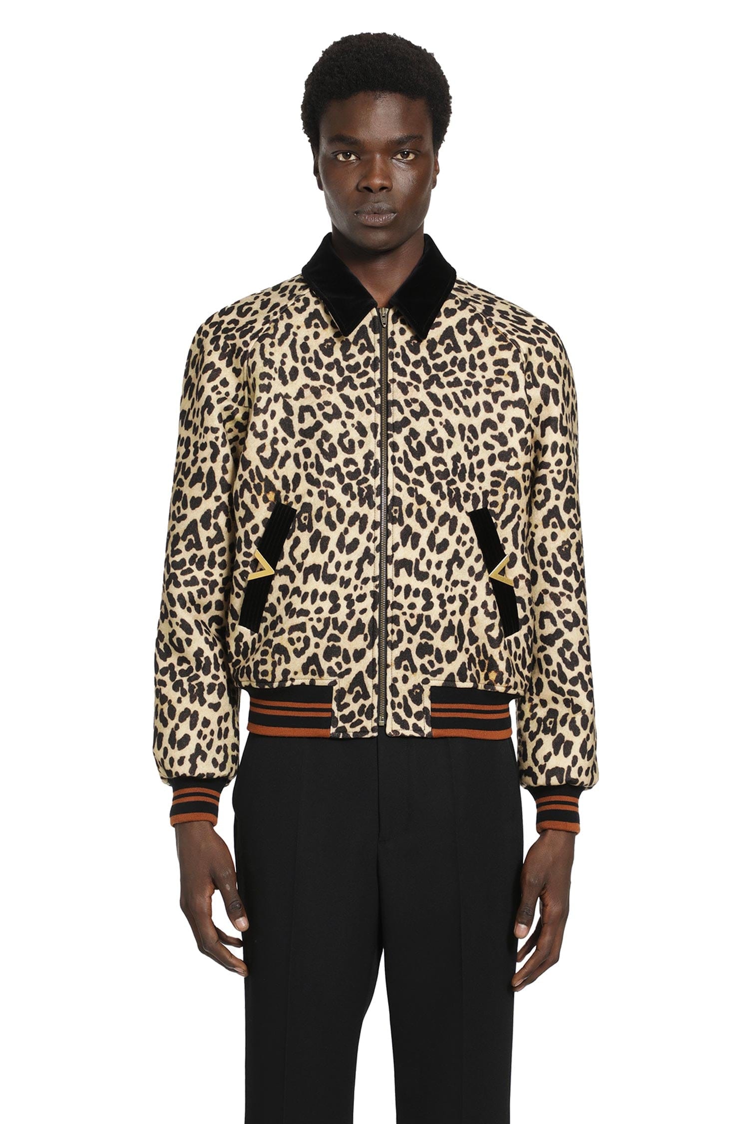 Valentino Leopard Print Wool Drape Jacket