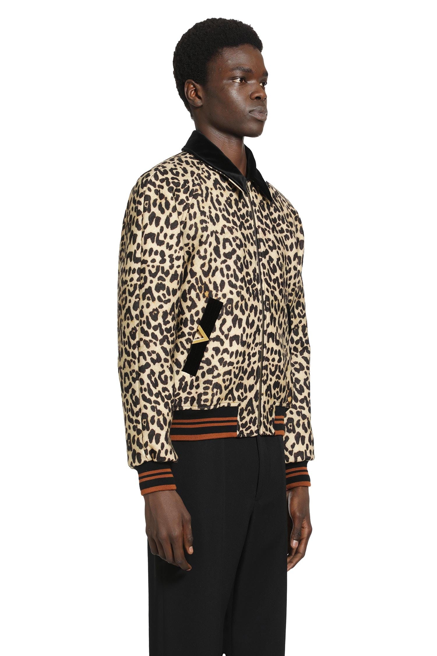 Valentino Leopard Print Wool Drape Jacket