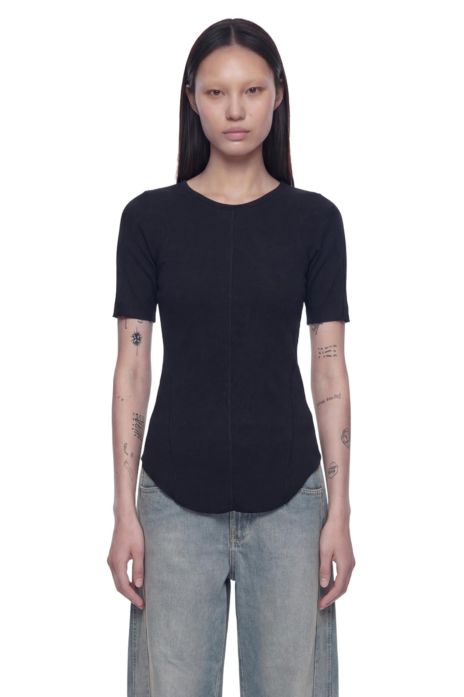 ANDREA YA AQOV Stretch Rib Jersey T-Shirt