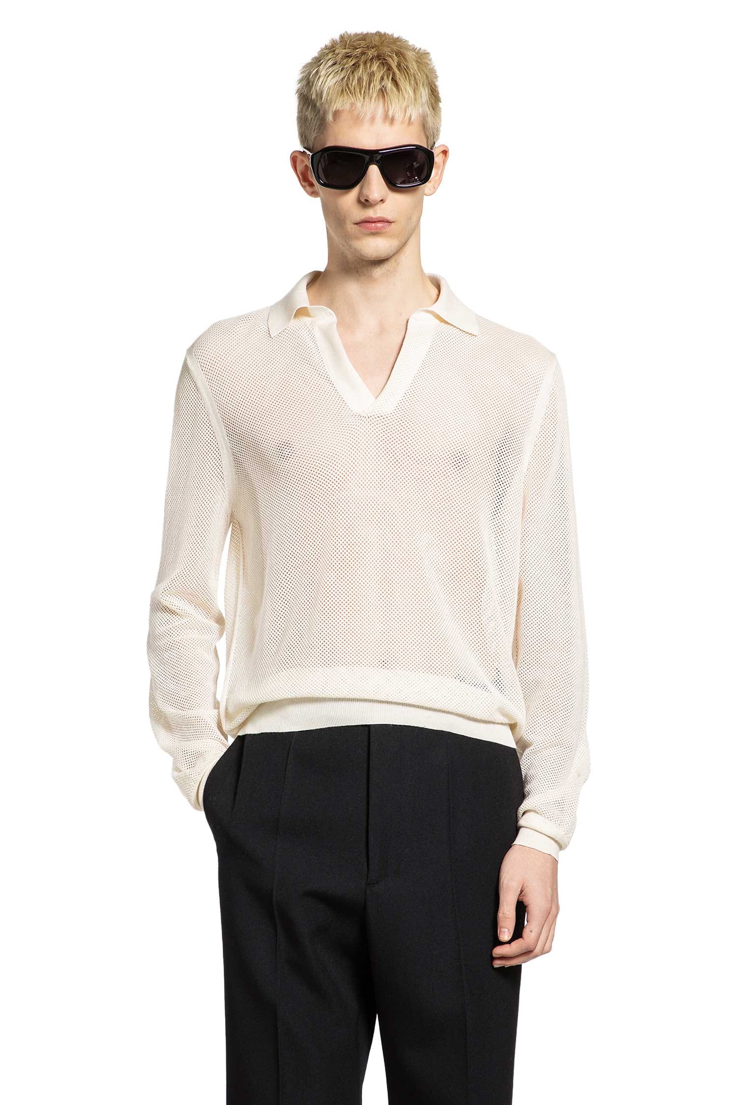 TOM FORD Semi-sheer Long Sleeve Polo Shirt