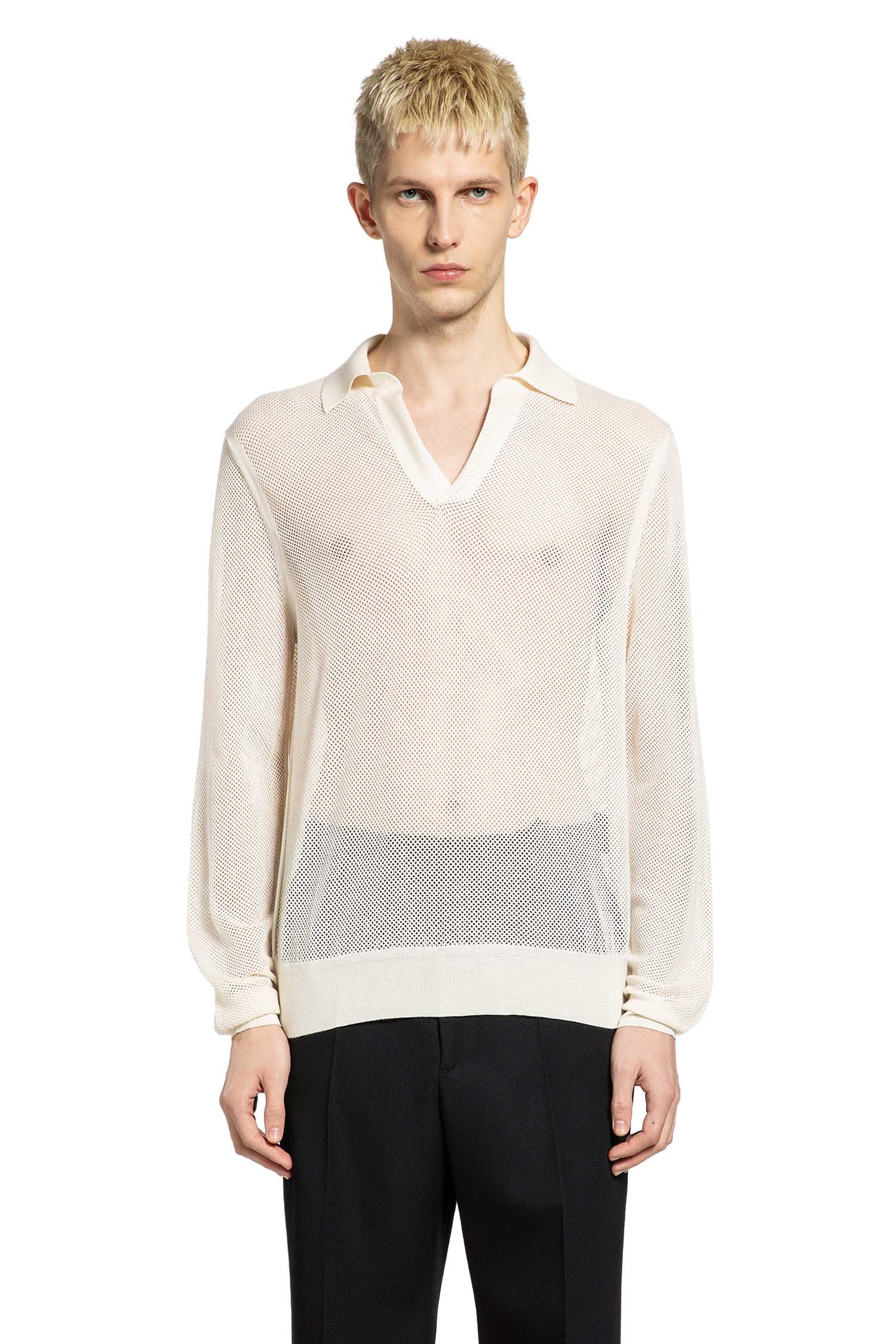 TOM FORD Semi-sheer Long Sleeve Polo Shirt