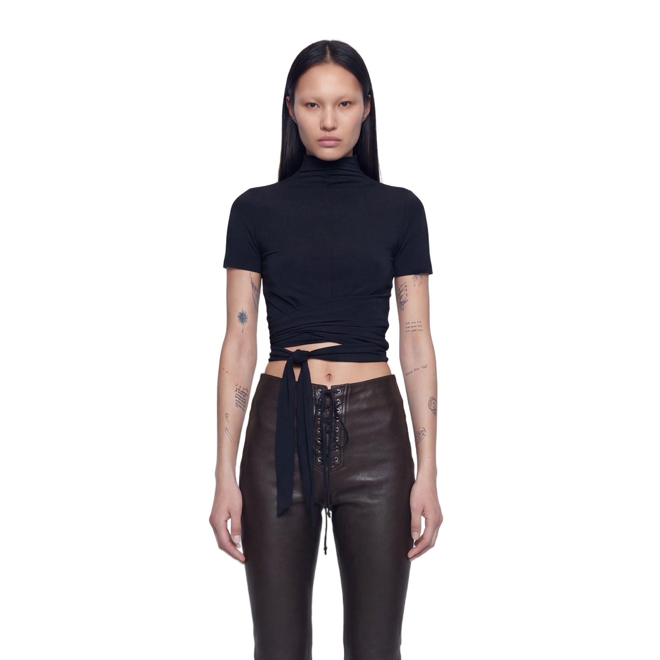 NVL GARDE Wrap Mock Neck Tee