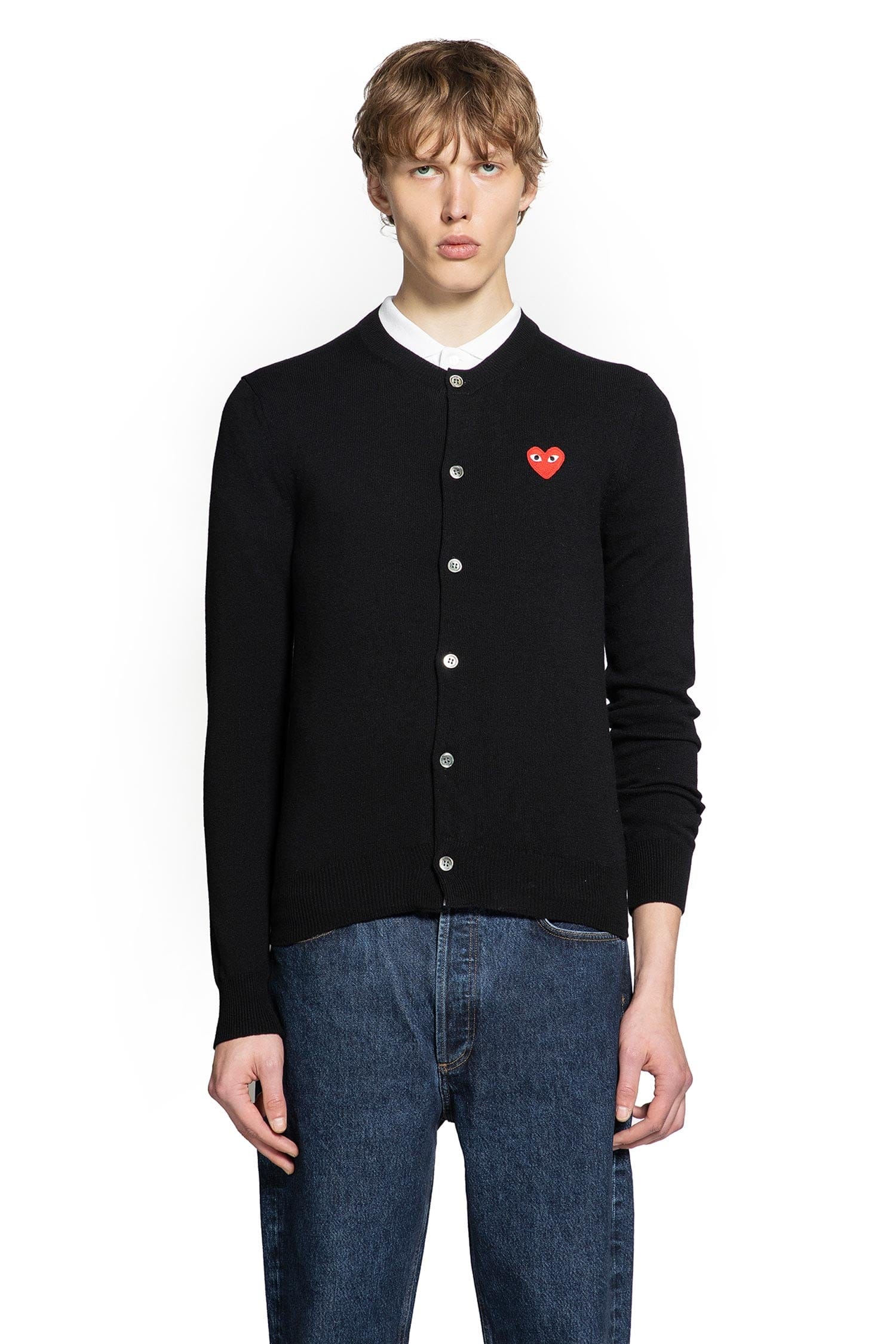 COMME DES GARCONS PLAY Heart Cardigan in Wool