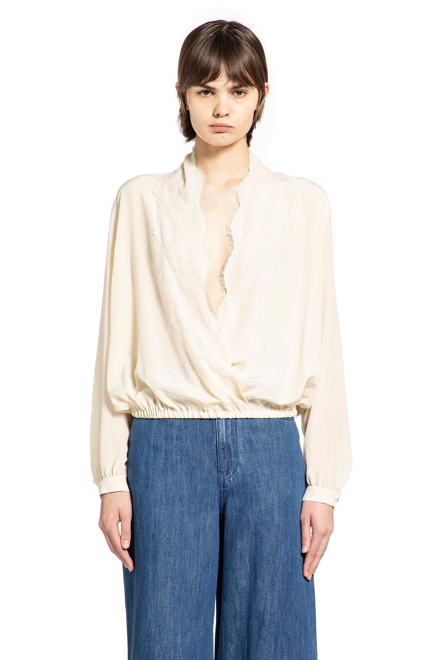 Valentino Lace Neck Blouse