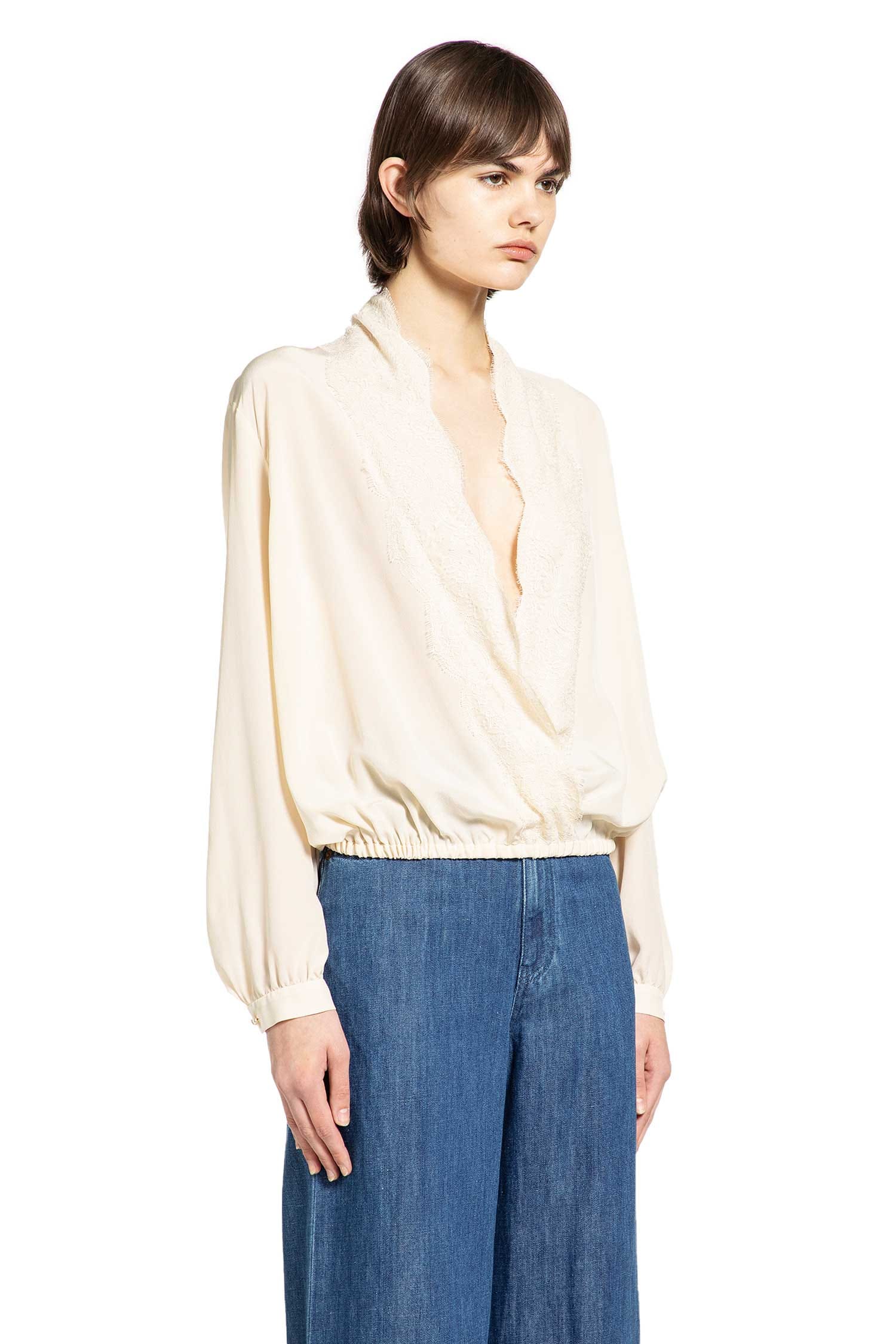 Valentino Lace Neck Blouse