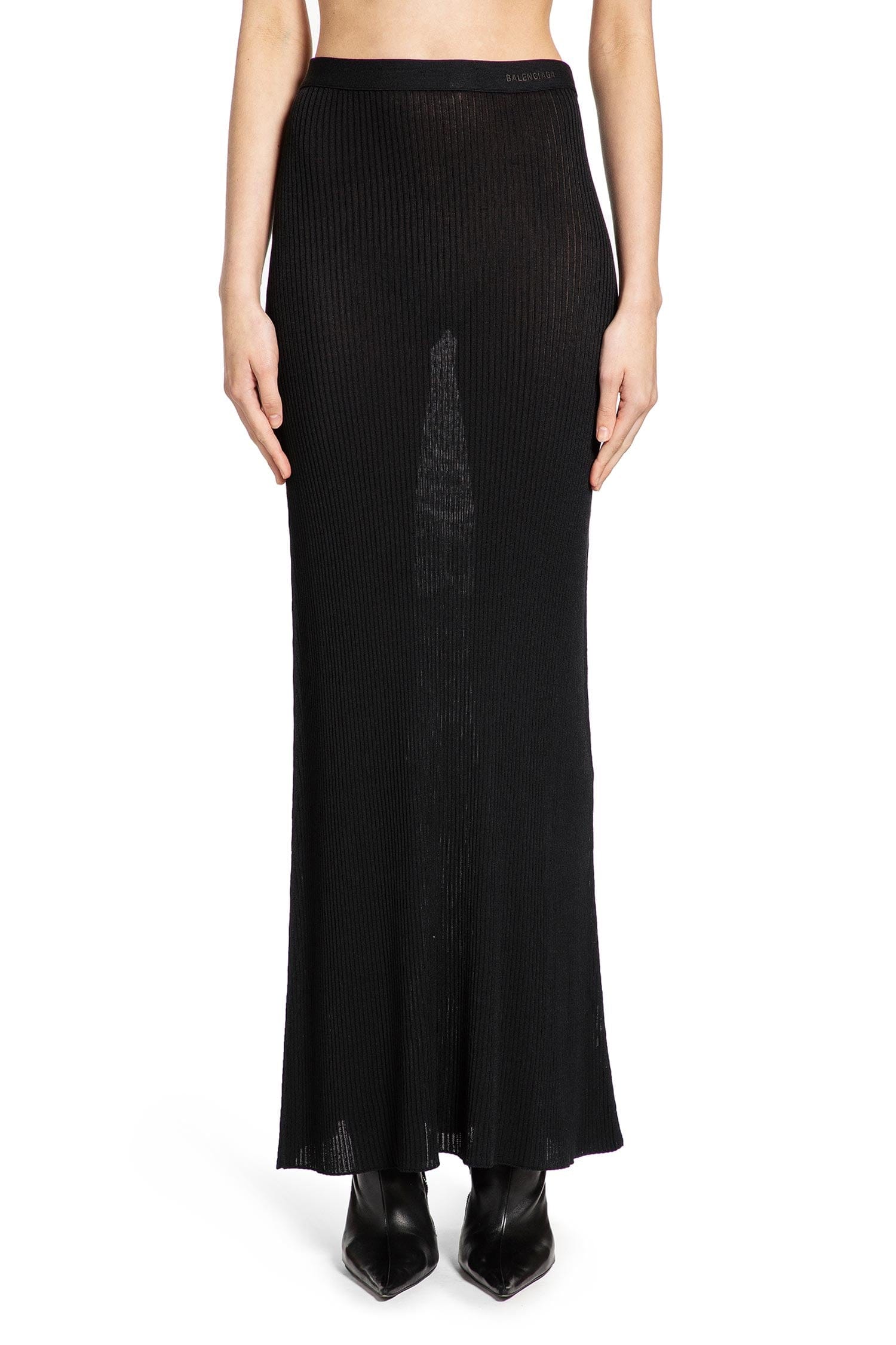 Balenciaga Sheer Rib Knit Long Skirt