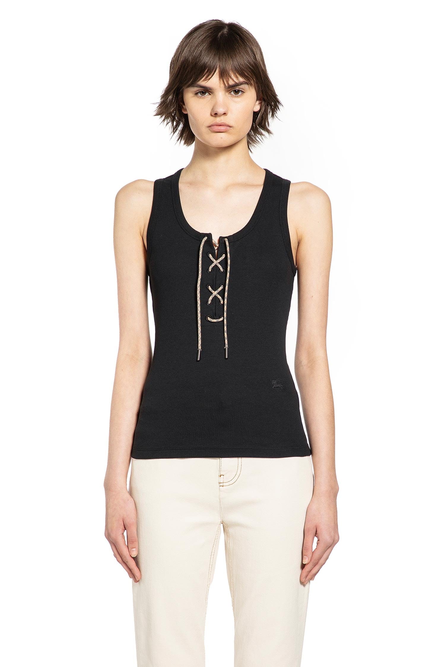 Burberry Lace-Up Cotton Tank Top