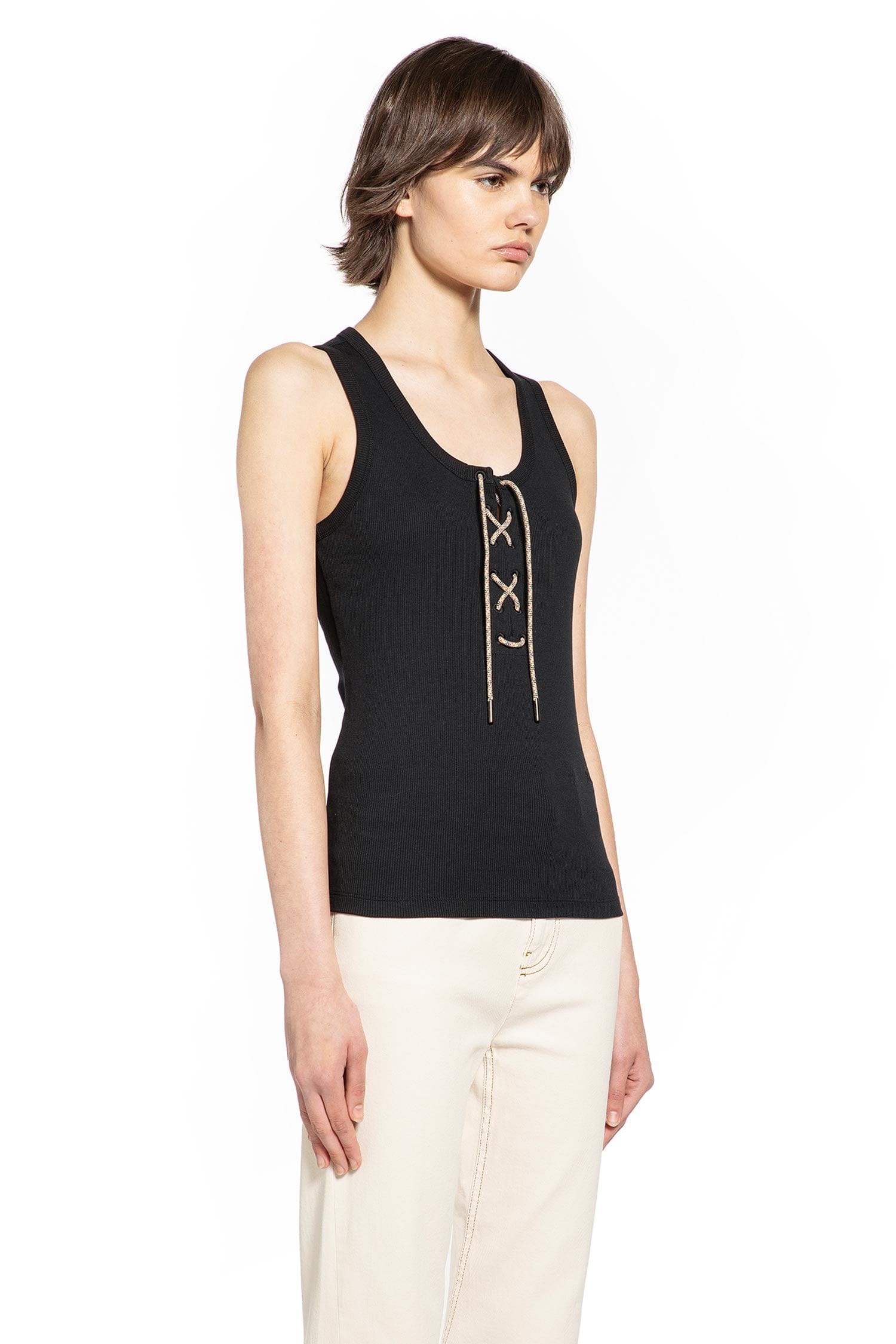 Burberry Lace-Up Cotton Tank Top