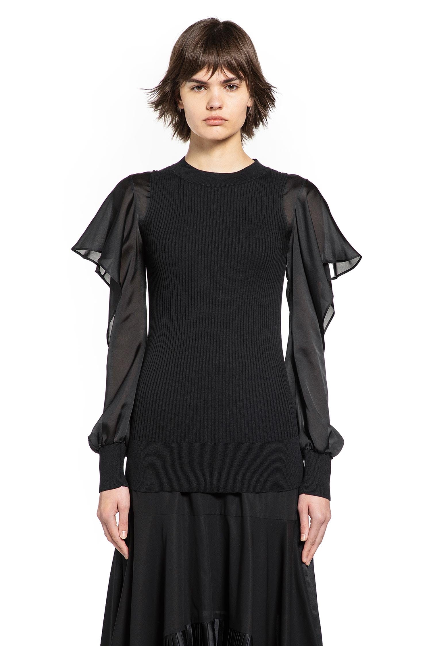 Sacai Satin x Cotton Knit Sweater