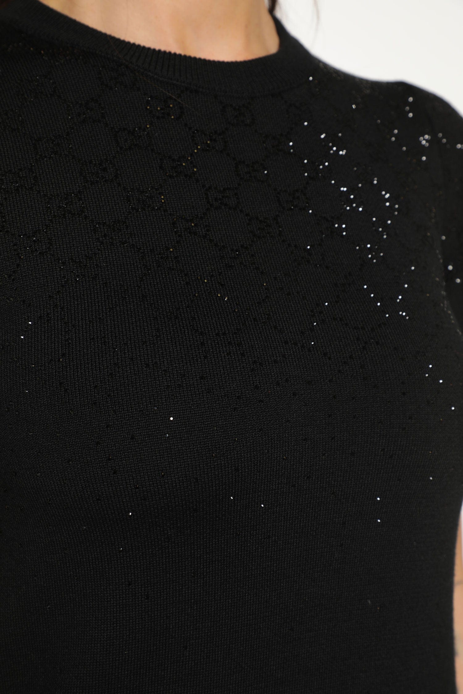 Gucci Fine Wool Mini Dress With GG Crystals
