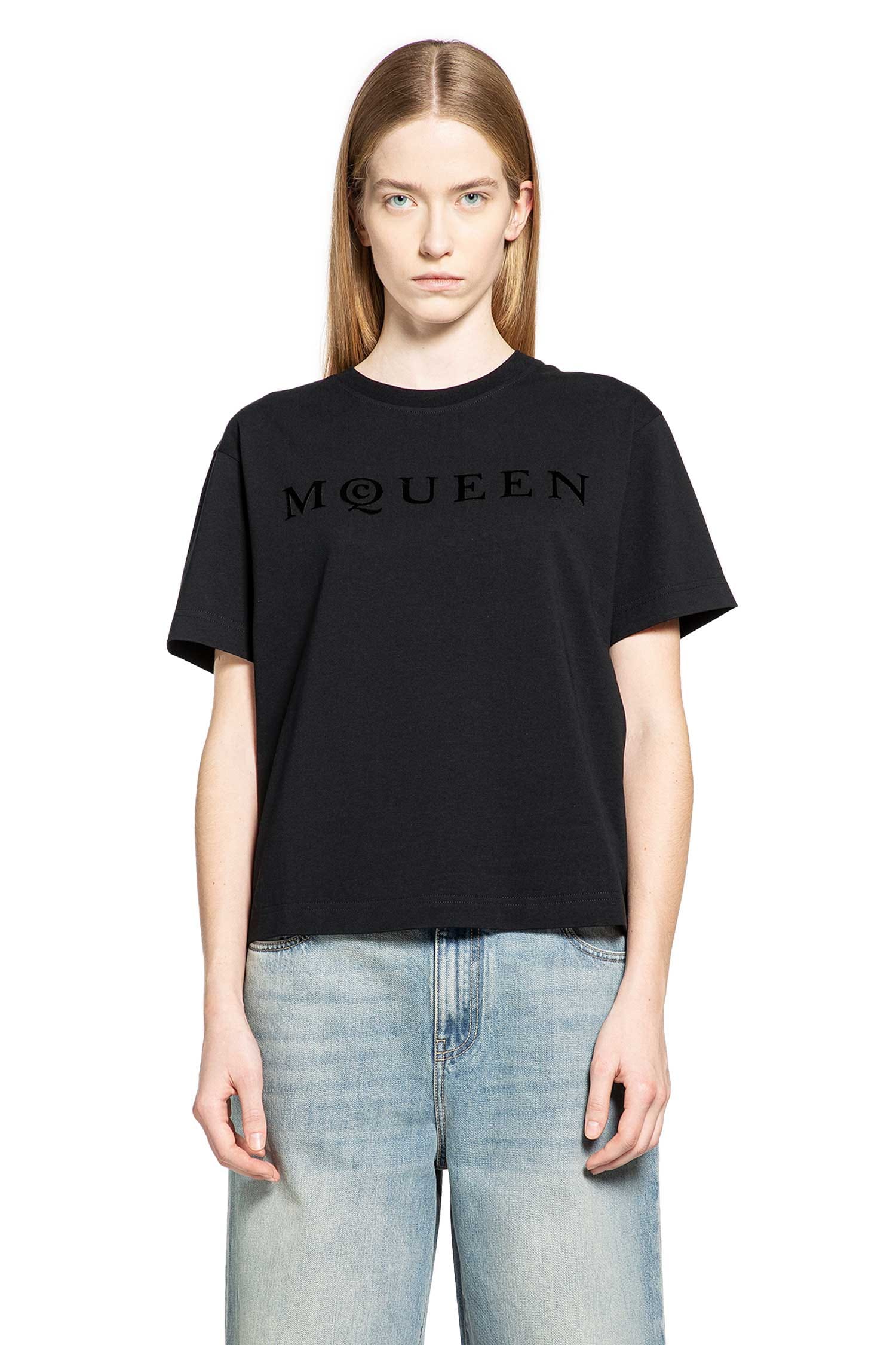 MCQUEEN Boxy Velvet Logo Tee