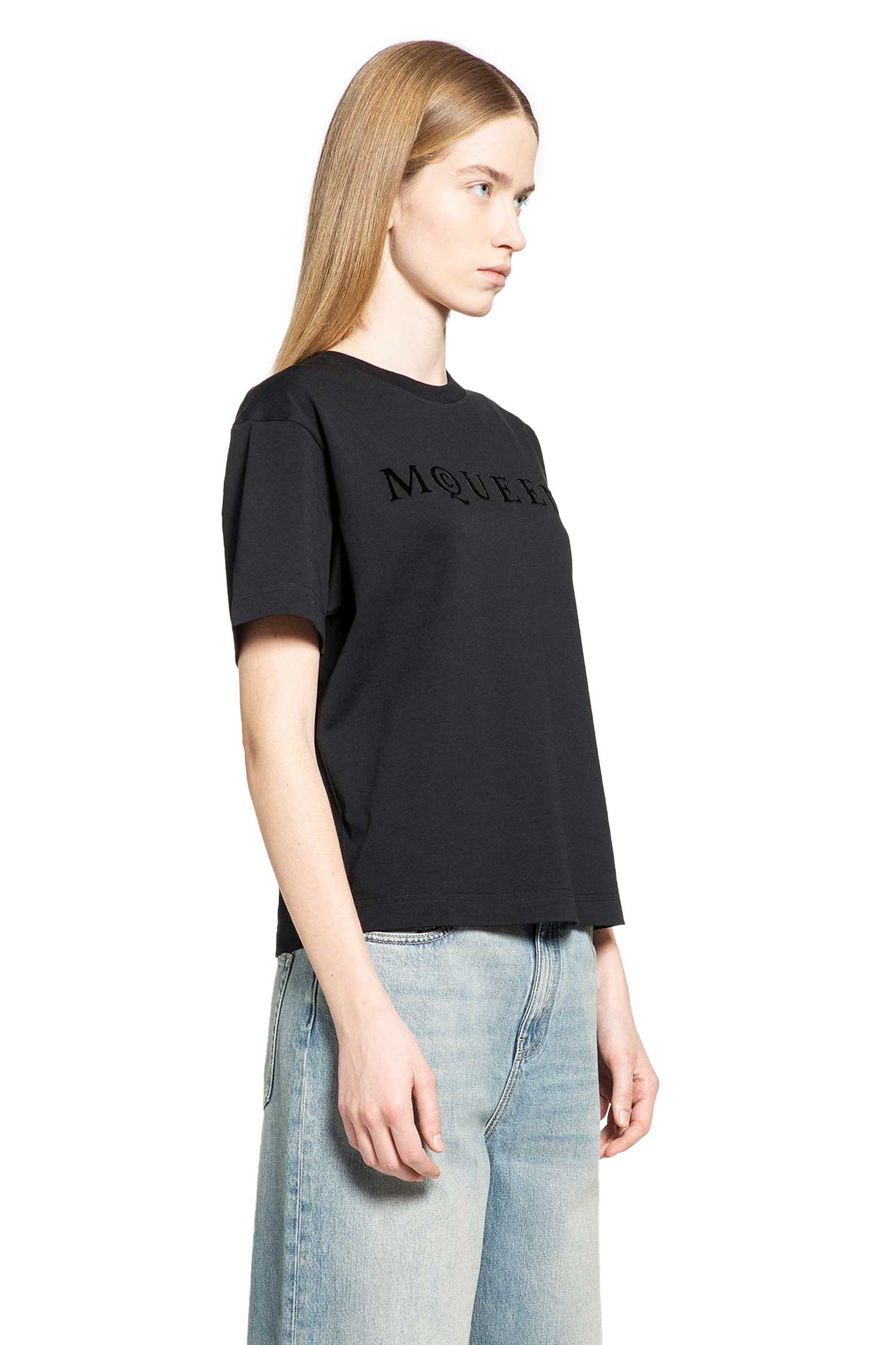 MCQUEEN Boxy Velvet Logo Tee