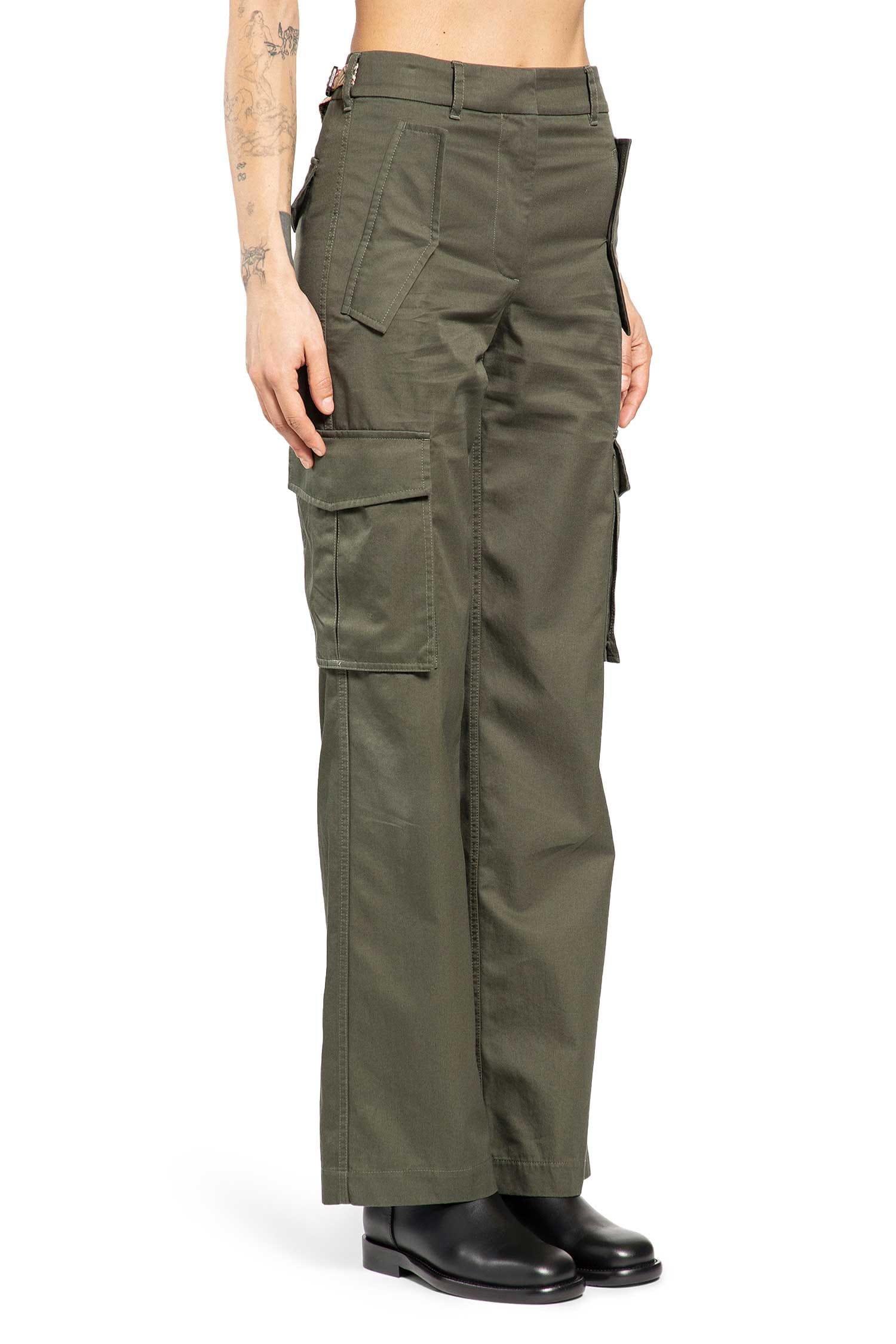 Burberry Check Trim Gabardine Cargo Trousers