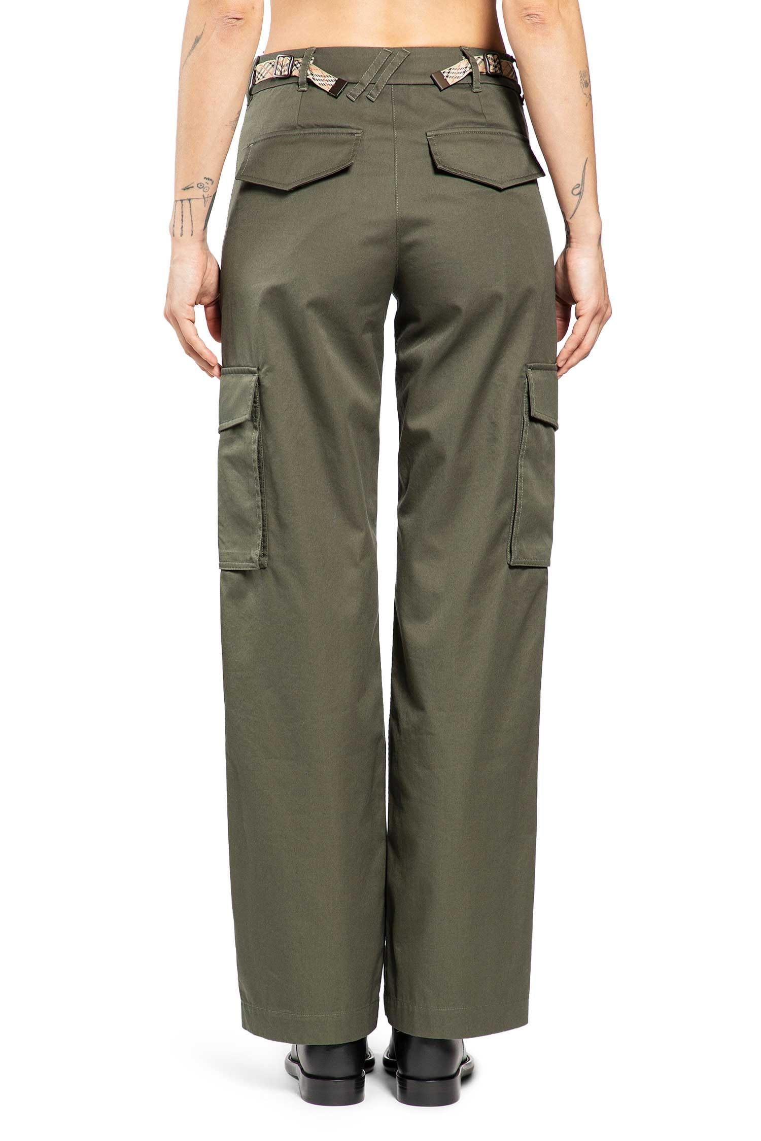 Burberry Check Trim Gabardine Cargo Trousers