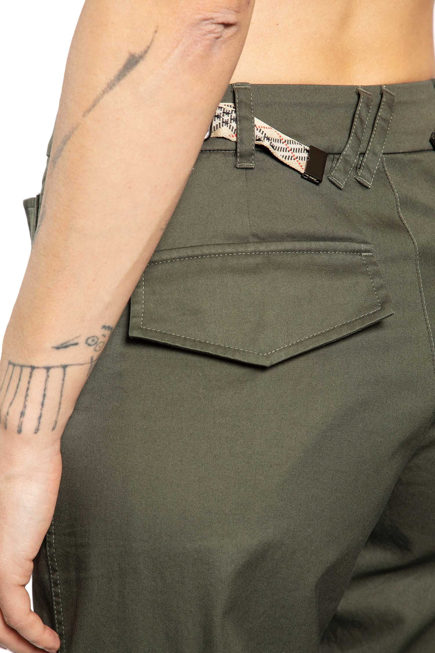 Burberry Check Trim Gabardine Cargo Trousers