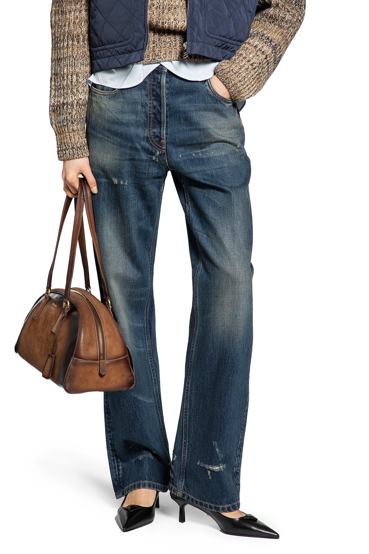Prada Straight Leg Washed Denim Jeans