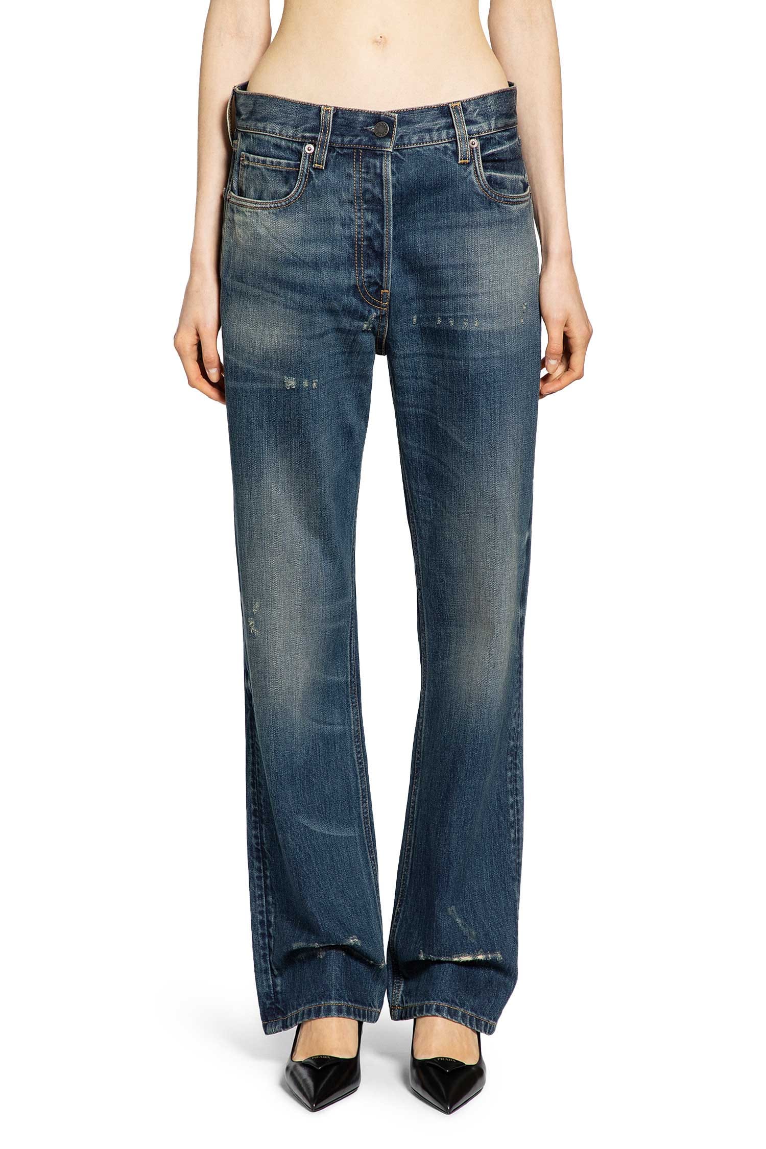 Prada Straight Leg Washed Denim Jeans