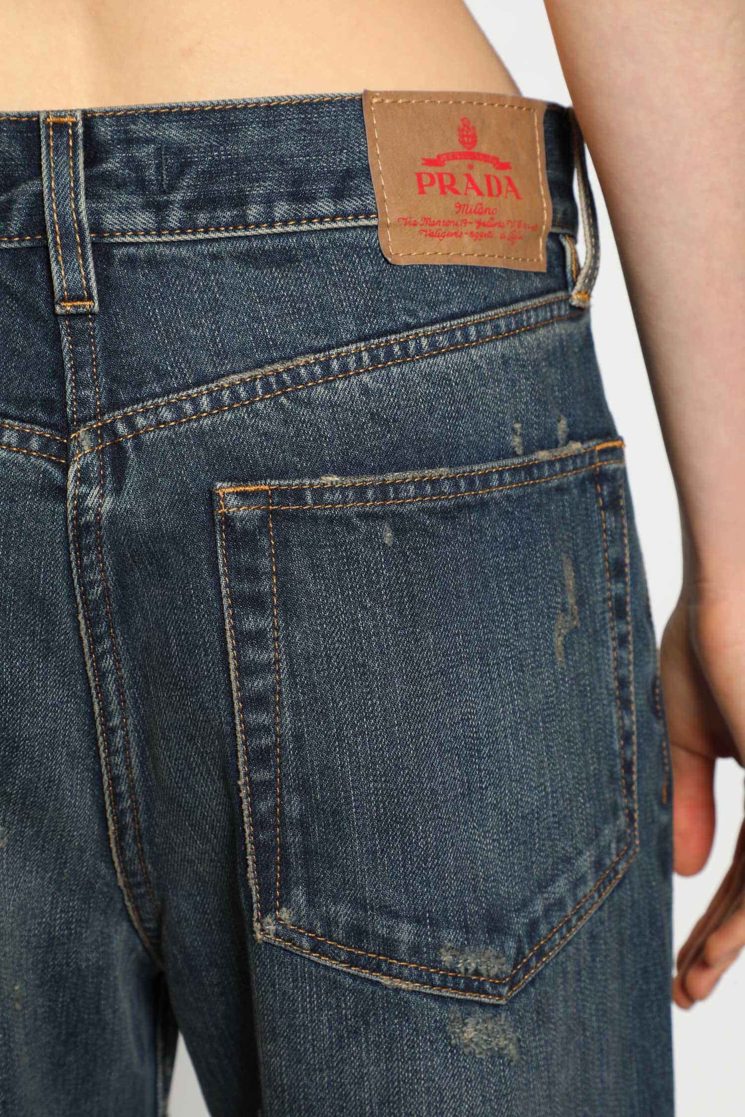 Prada Straight Leg Washed Denim Jeans