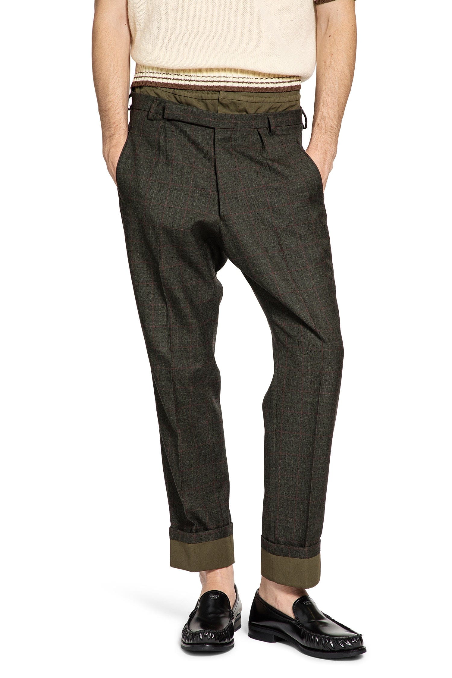 Prada Check Wool Trousers