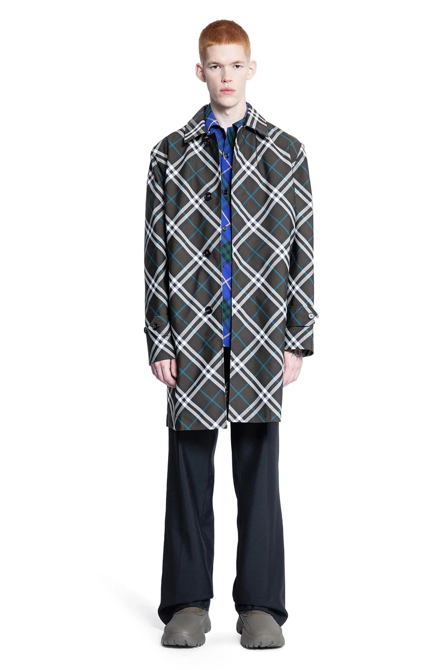Burberry Check Nylon Mid-Length Car Coat