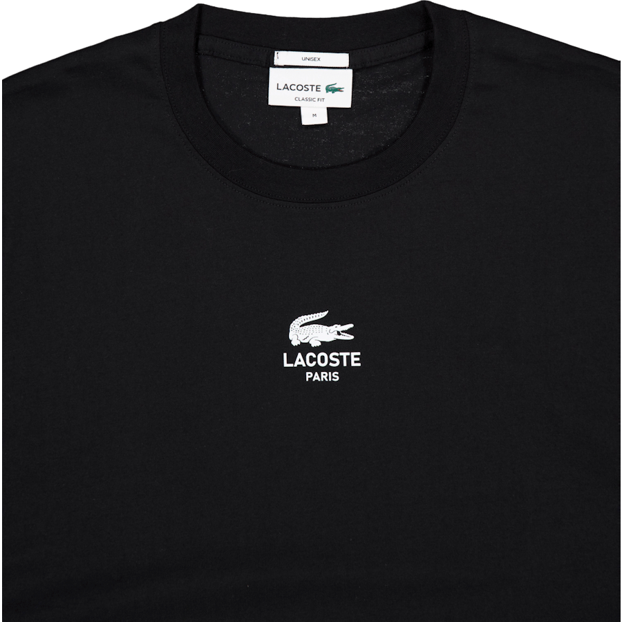 Lacoste Signature Print Cotton T-shirt Black