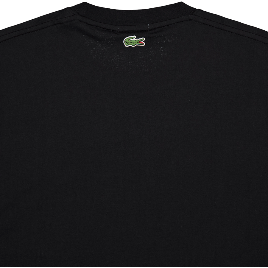 Lacoste Signature Print Cotton T-shirt Black