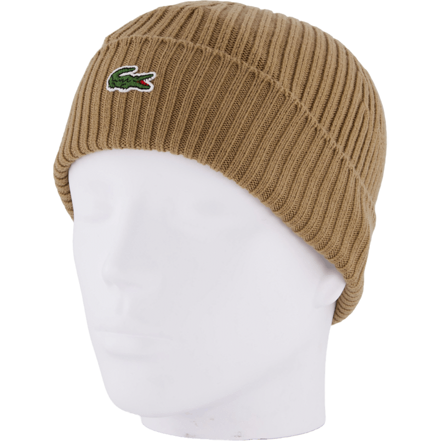 Lacoste Rib Knit Brushed Wool Beanie Brown Dpc