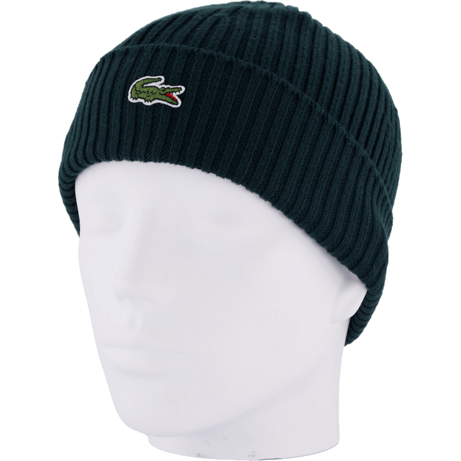 Lacoste Rib Knit Brushed Wool Beanie Sinople Green Yzp