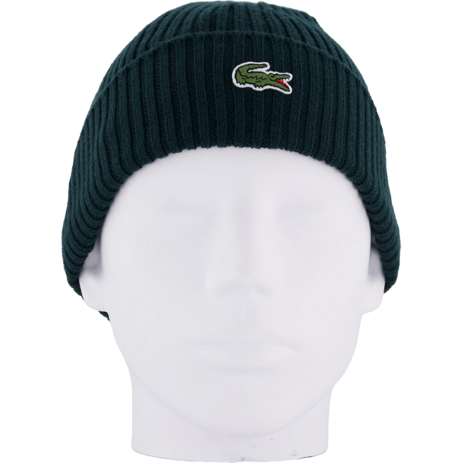 Lacoste Rib Knit Brushed Wool Beanie Sinople Green Yzp