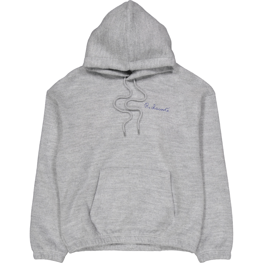 Lacoste Embroidered Signature Hoodie Silver Chine