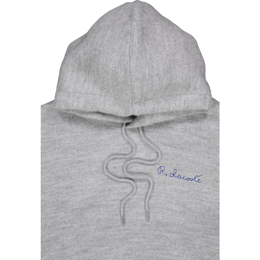 Lacoste Embroidered Signature Hoodie Silver Chine