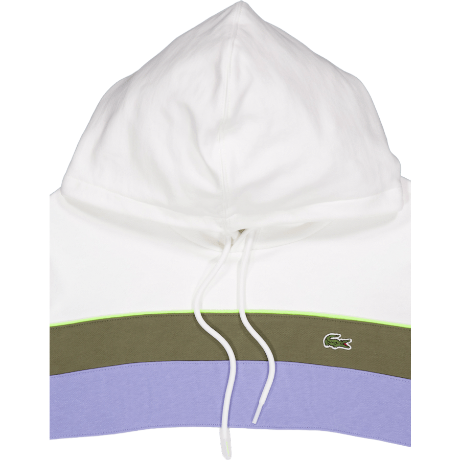 Lacoste Colour-block Fleece Hoodie Flour/olive-delphinium