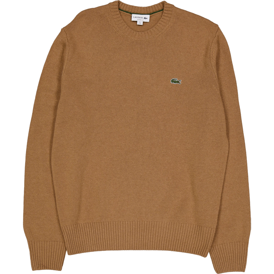 Lacoste Carded Wool Crew Neck Sweater White Tuy