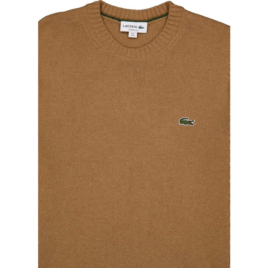Lacoste Carded Wool Crew Neck Sweater White Tuy