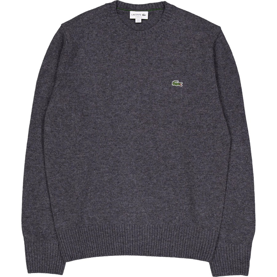 Lacoste Carded Wool Crew Neck Sweater Heathered Grey