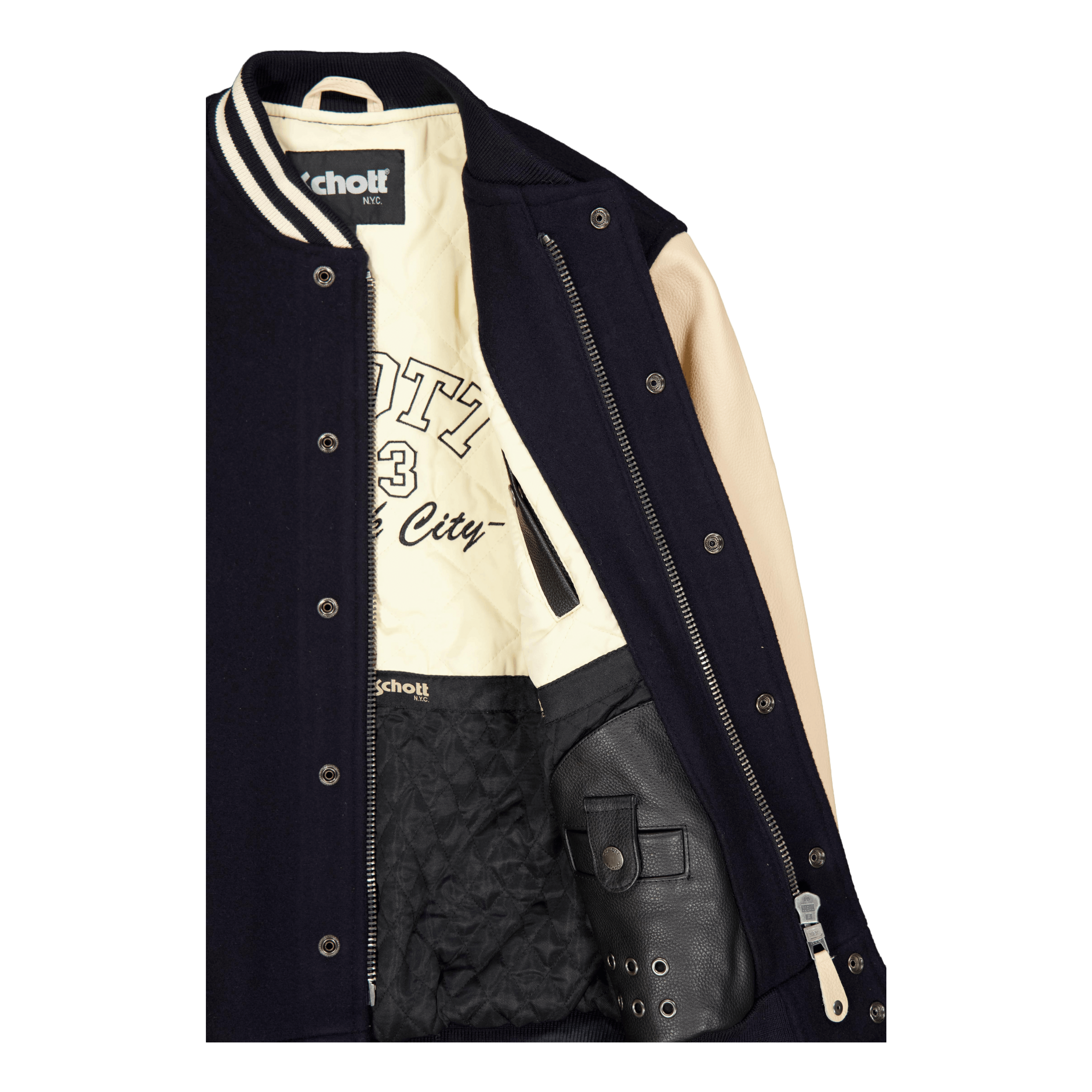 Schott NYC Jacket Varsity Bi Matiere Scho Navy/beige