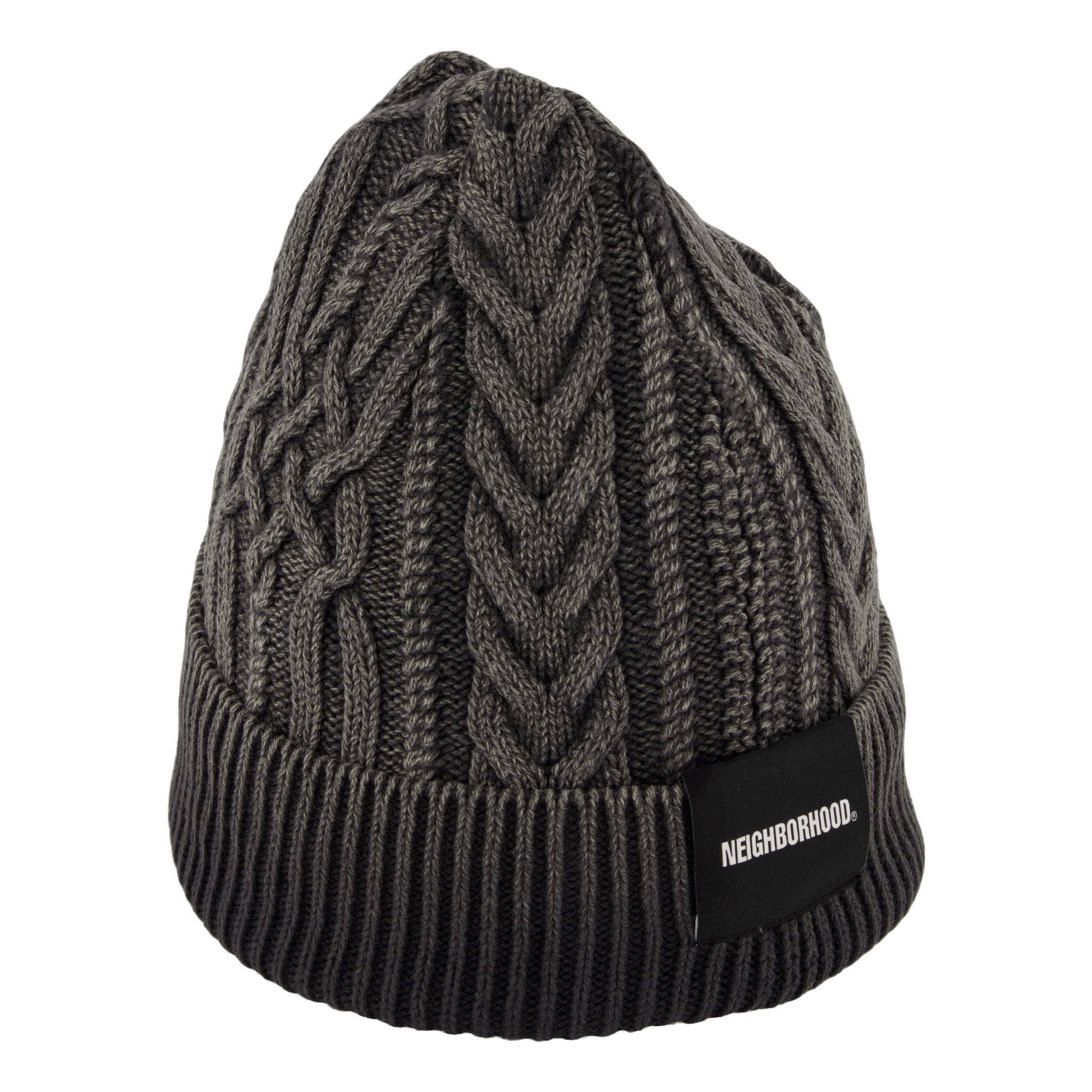 Neighborhood Washed Cable Beanie Black
