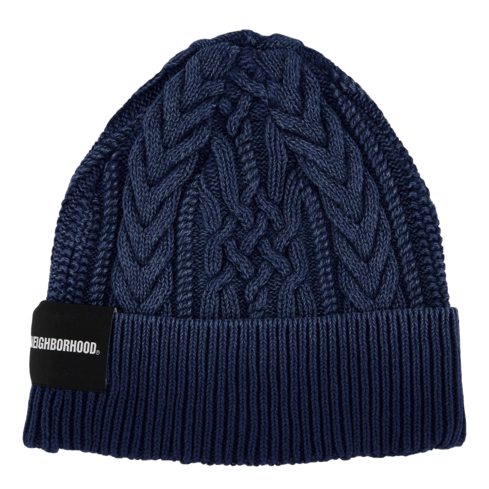 Neighborhood Washed Cable Beanie Navy