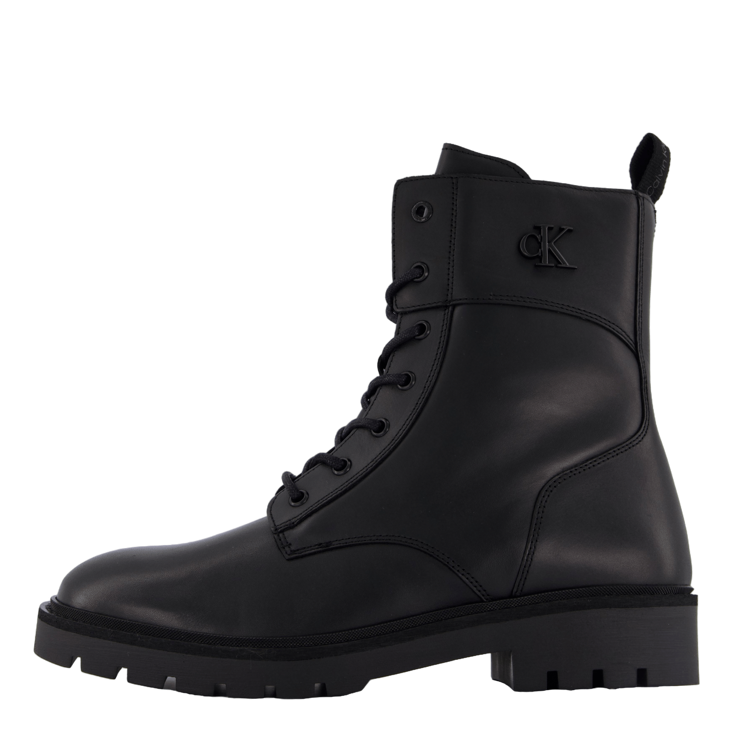Calvin Klein Combat Boot Mid Zip Lth In Cal Triple Black