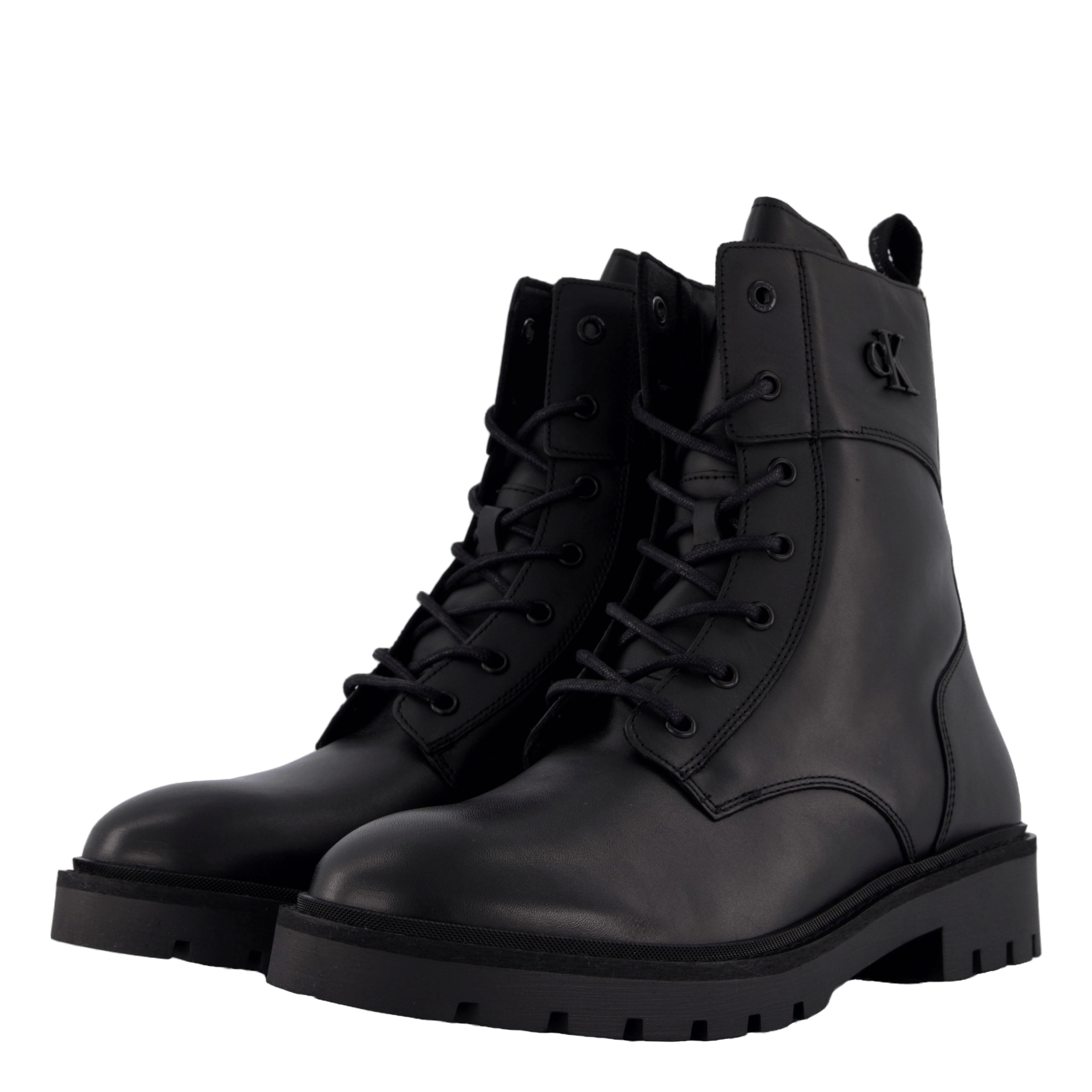 Calvin Klein Combat Boot Mid Zip Lth In Cal Triple Black