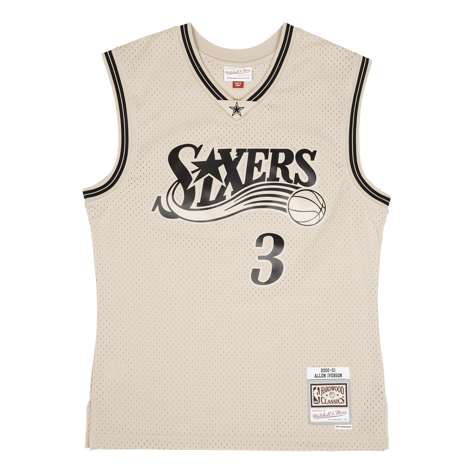 Mitchell & Ness 76ers Khaki Swingman Jersey