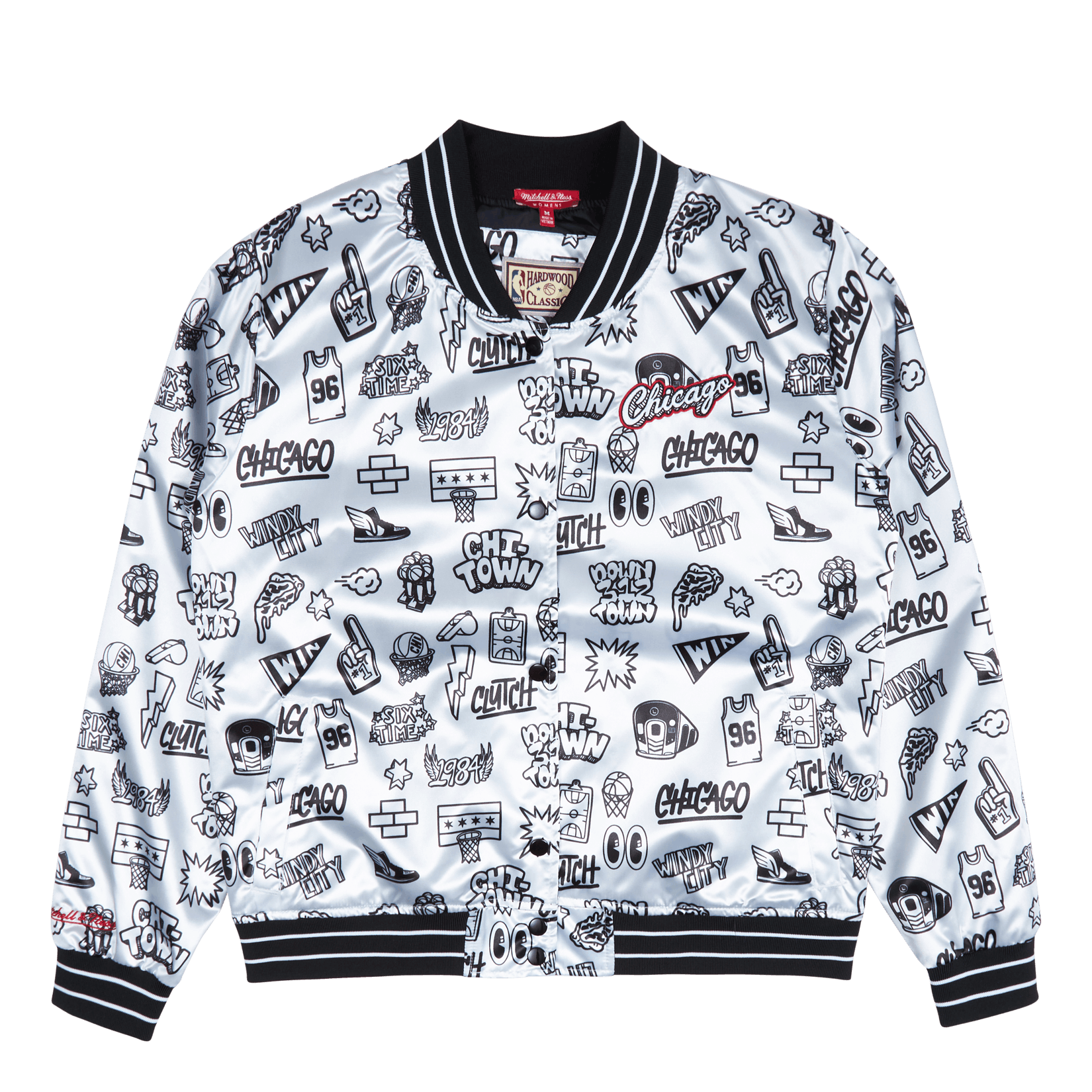 Mitchell & Ness Women's Bulls Doodle Satin Jacket
