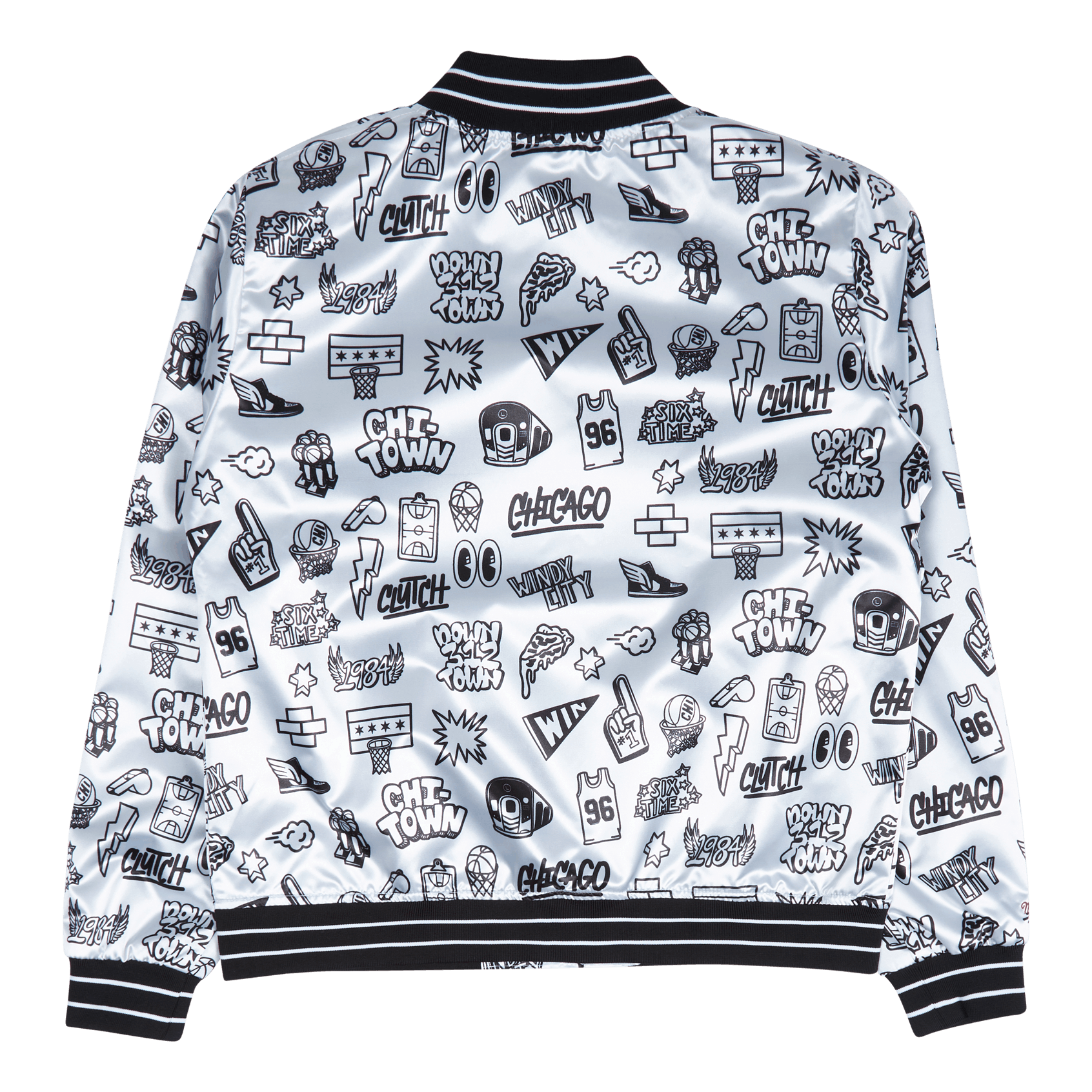Mitchell & Ness Women's Bulls Doodle Satin Jacket