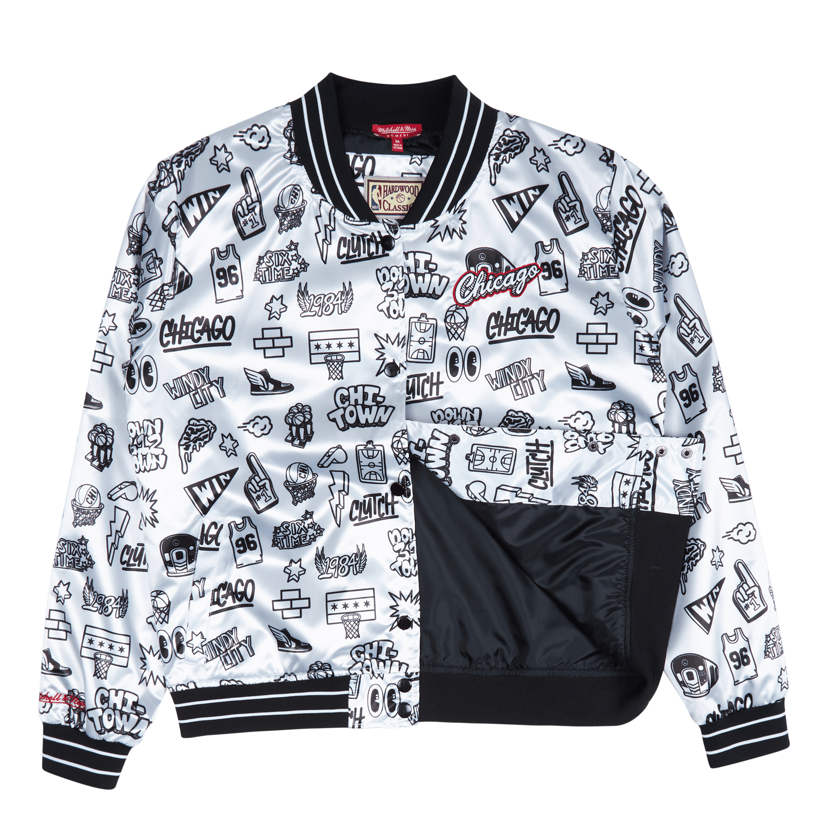 Mitchell & Ness Women's Bulls Doodle Satin Jacket