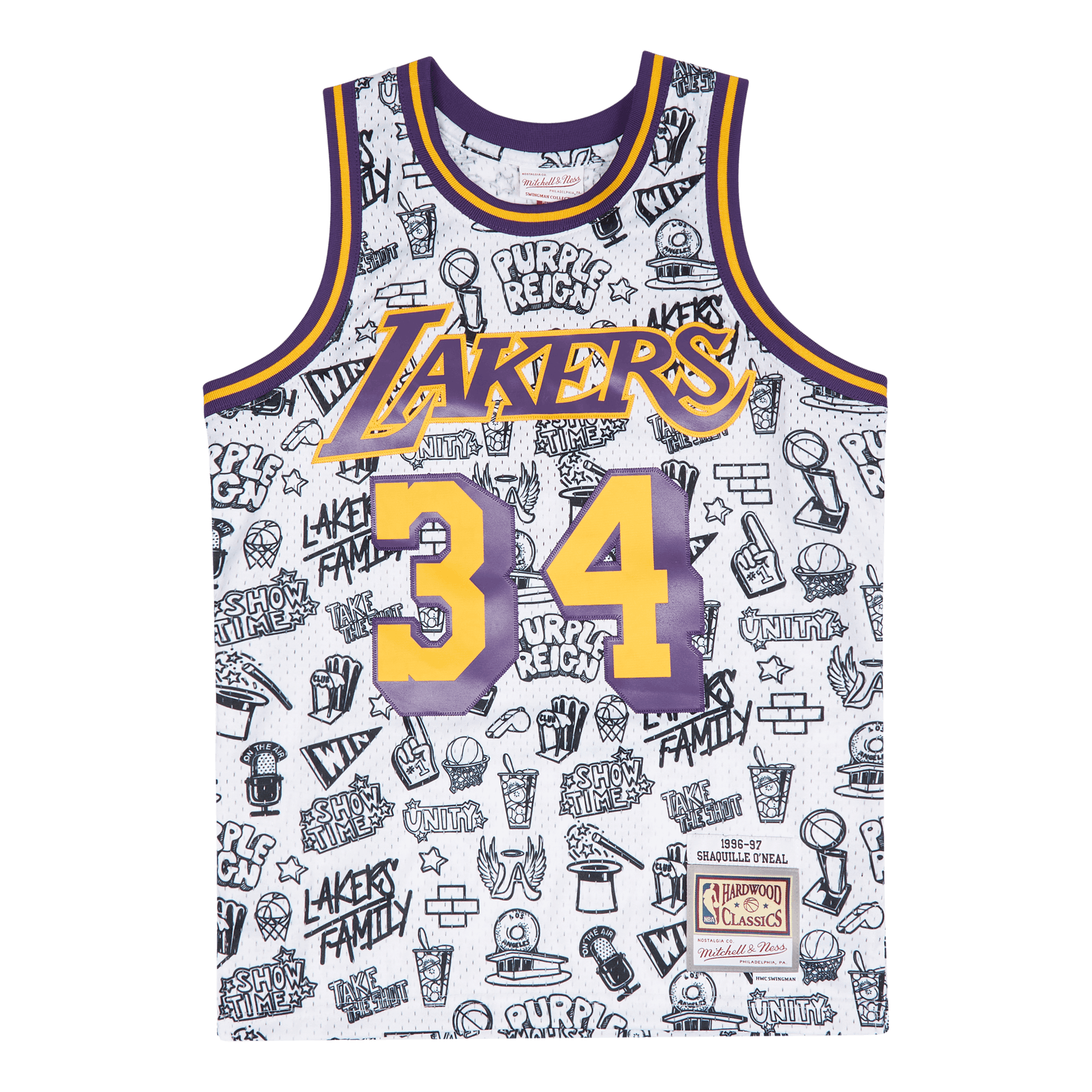 Mitchell & Ness Lakers Doodle Swingman Jersey - O'Neal