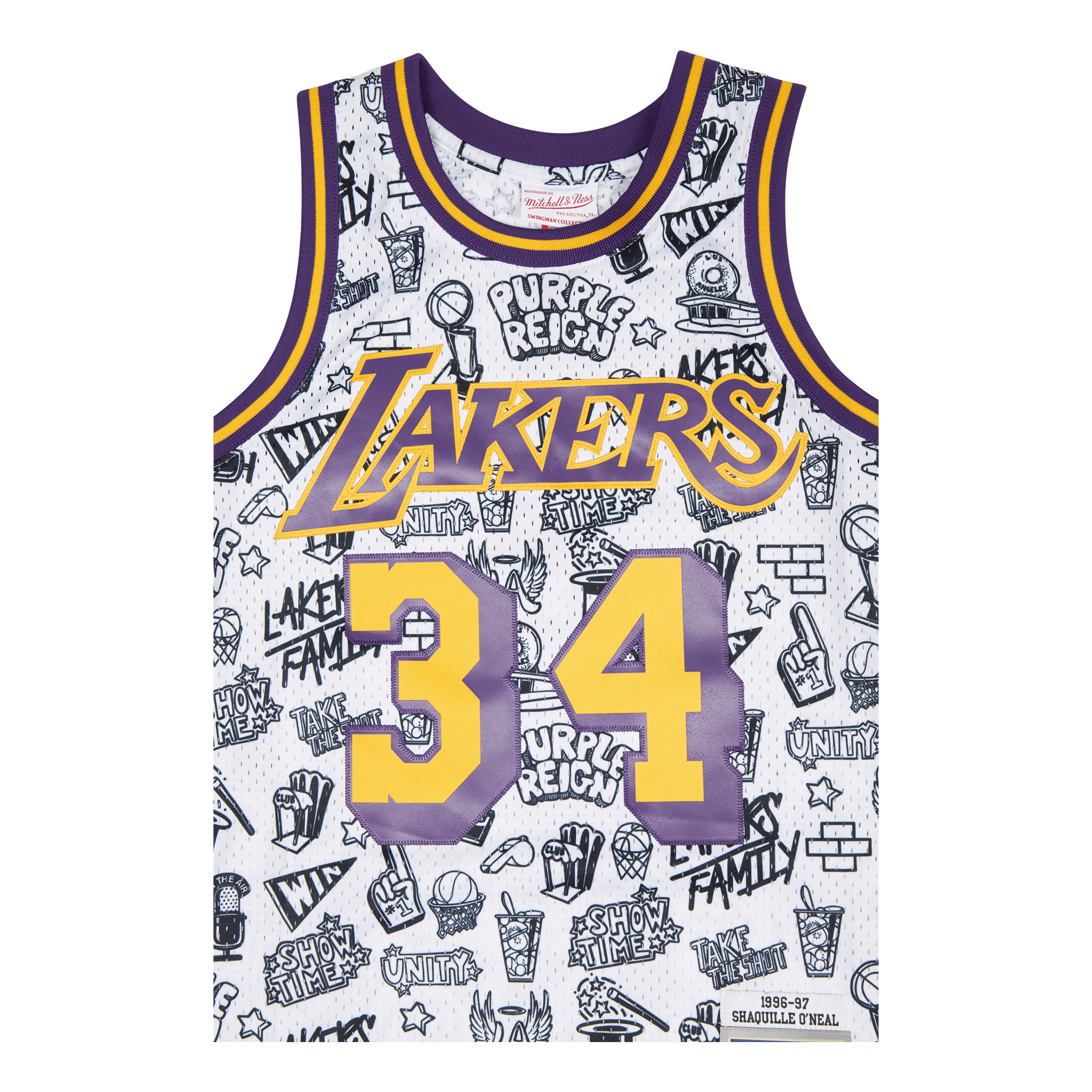 Mitchell & Ness Lakers Doodle Swingman Jersey - O'Neal