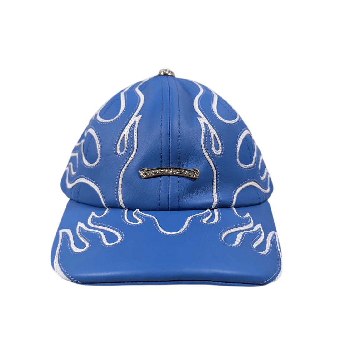 Chrome Hearts Leather Flame Hat Blue